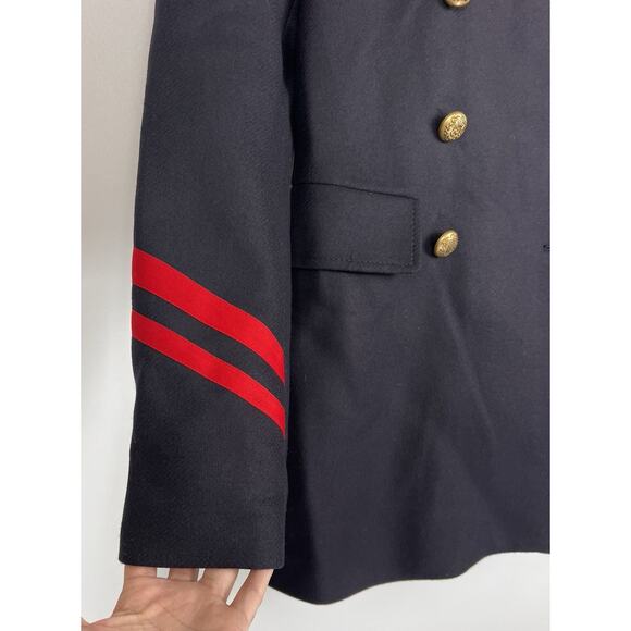 Zara Black Double-Breasted Coat with Red Accents - Picture 12 of 12